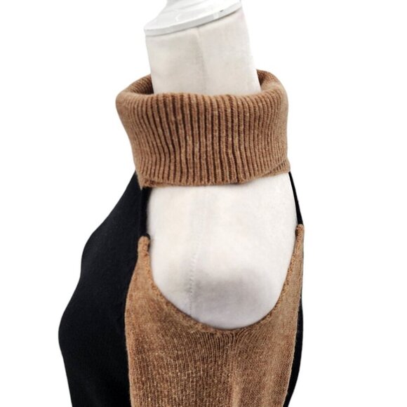 NWT Evereve Jamison Color Block Cutout Black Camel Turtleneck Knit Sweater Small - Picture 4 of 10
